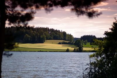 Scenic view of lake against sky