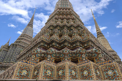 Low angle view of temple building against sky