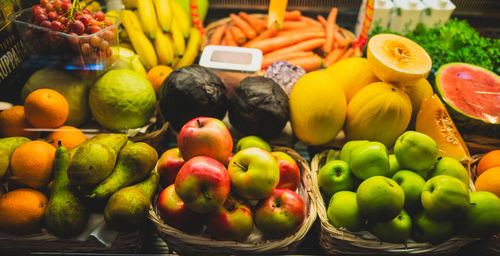 Close-up of fruits for sale at market stall
