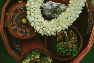 High angle view of potted plant for sale in market