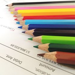 Close-up of colored pencils