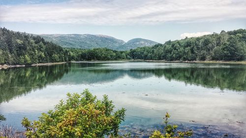 Scenic view of lake against sky
