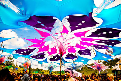 Umbrellas against sky