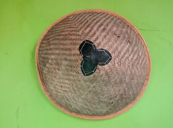 High angle view of ring on wall