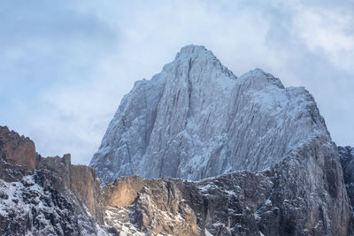 Panoramic view of snowcapped mountains against sky