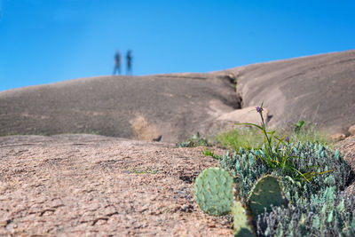 Scenic view of land against clear blue sky