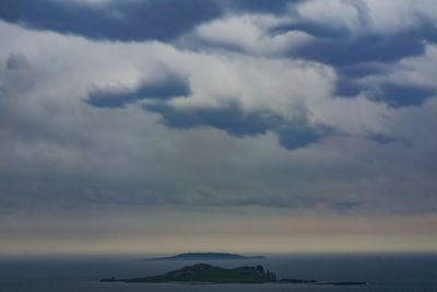 Scenic view of sea against dramatic sky