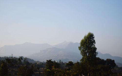 Scenic view of mountains against clear sky