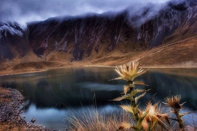 Scenic view of lake against sky