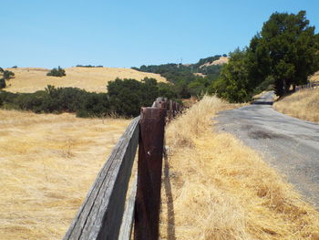 Scenic view of land against clear sky