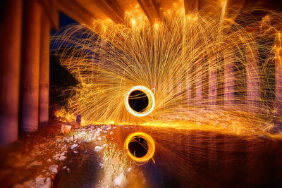 Light painting on fire crackers at night