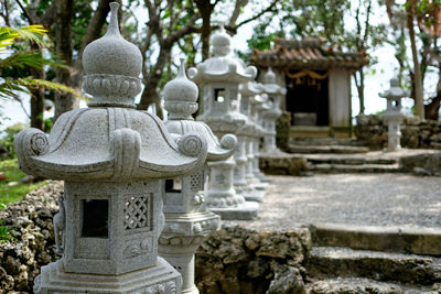 Built structures in front of temple at ishigaki