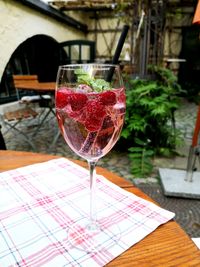 Close-up of drink in glass on table