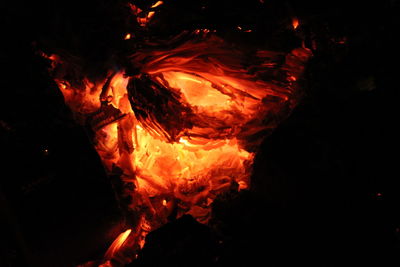 Close-up of illuminated fire