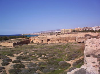 Castle against clear blue sky