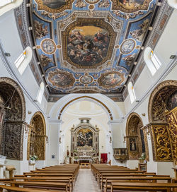 Low angle view of ornate ceiling in building