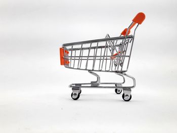 Side view of bicycle against white background