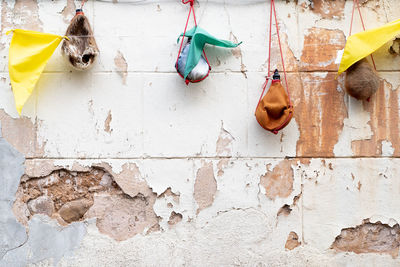 View of flask hanging by wall