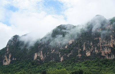 Mountain view with fog after the rain in rainy season