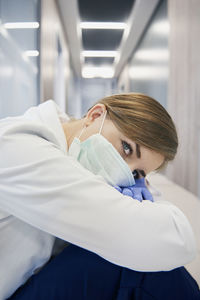 Portrait of woman wearing mask