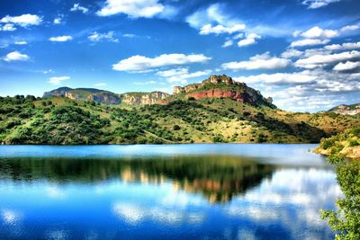 Scenic view of lake against sky