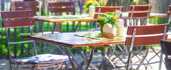 Empty chairs on table