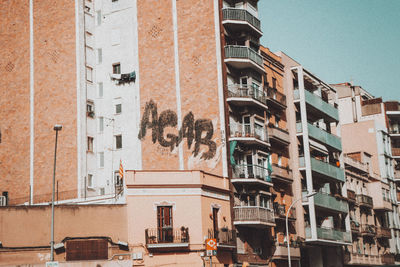 Low angle view of residential building against sky