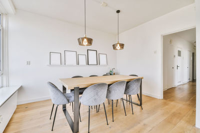 Empty chairs and table at home