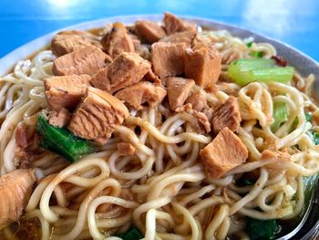 Close-up of noodles in bowl