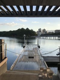 Bridge over river against sky