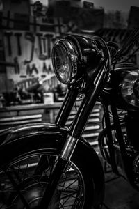 Close-up of bicycle parked on street