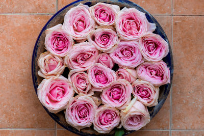 High angle view of rose bouquet