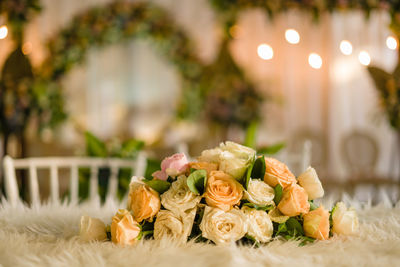 Close-up of rose bouquet on table