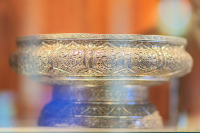 Close-up of drinking glass on table