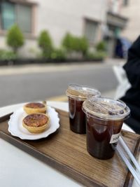 High angle view of breakfast on table in restaurant