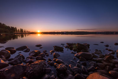 Scenic view of lake during sunset