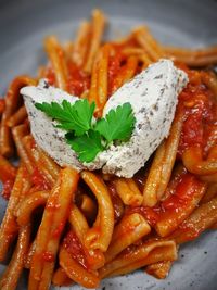 Close-up of food served in plate