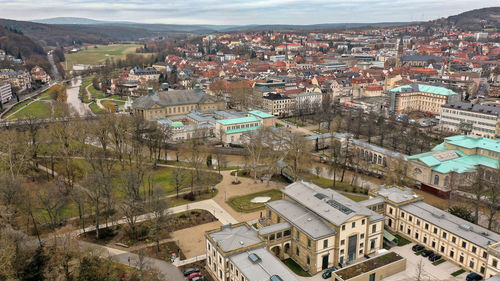 High angle shot of townscape