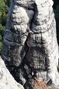 Low angle view of rock formation on land