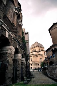 Low angle view of old building against sky