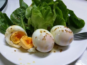 High angle view of food in plate