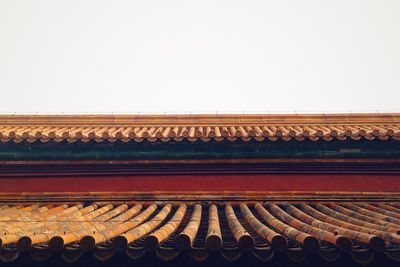 Panoramic view of people on roof against clear sky