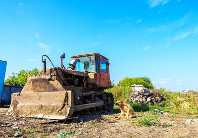 Construction site on field against sky