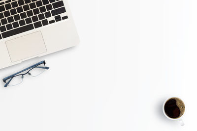 High angle view of laptop on table