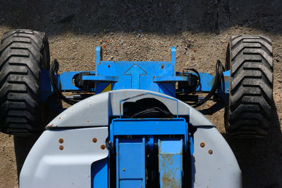 Close-up of blue car