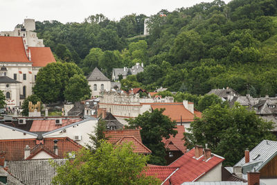 High angle view of buildings in town