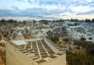 High angle view of townscape against sky