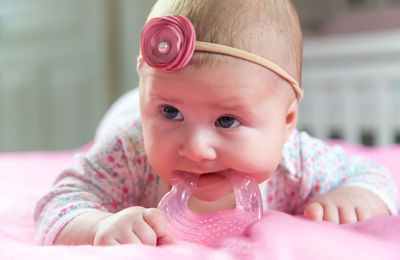 Close-up of cute girl with toy