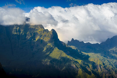 Scenic view of mountains against sky