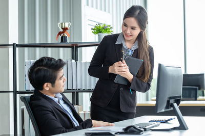 Woman working on table